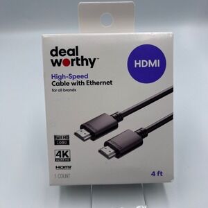 Deal Worthy High-Speed HDMI Cable 4ft 4K Ultra HD 1080p Black Universal